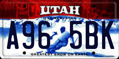 UT license plate A965BK