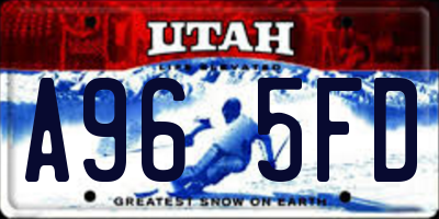 UT license plate A965FD