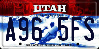 UT license plate A965FS
