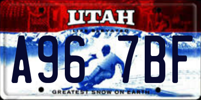 UT license plate A967BF