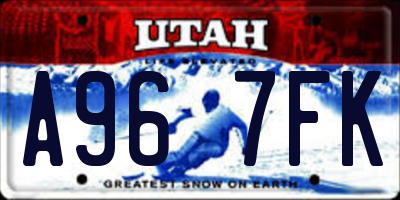 UT license plate A967FK