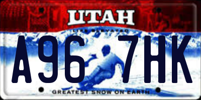 UT license plate A967HK