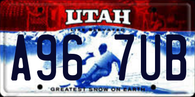 UT license plate A967UB