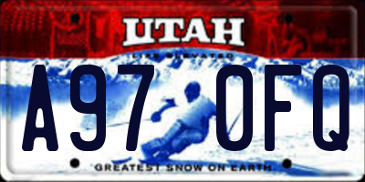 UT license plate A970FQ