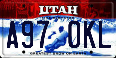 UT license plate A970KL