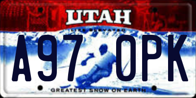UT license plate A970PK