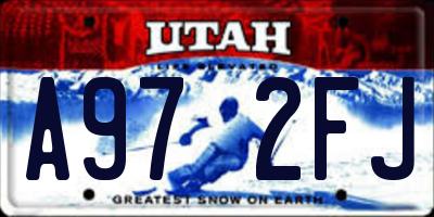 UT license plate A972FJ