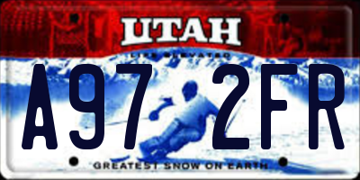UT license plate A972FR