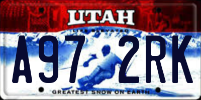 UT license plate A972RK
