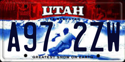 UT license plate A972ZW