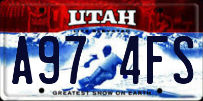 UT license plate A974FS