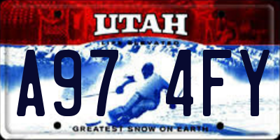 UT license plate A974FY