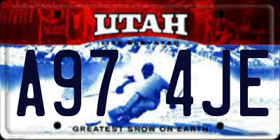 UT license plate A974JE