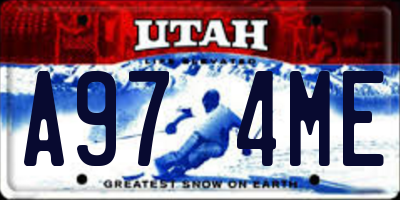 UT license plate A974ME