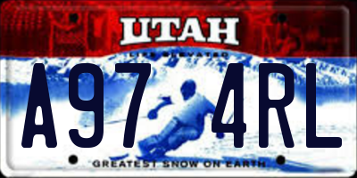 UT license plate A974RL
