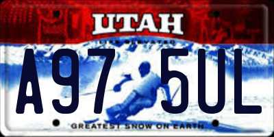 UT license plate A975UL