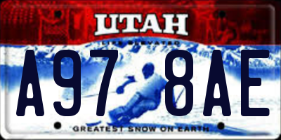 UT license plate A978AE