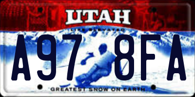UT license plate A978FA