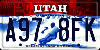 UT license plate A978FK