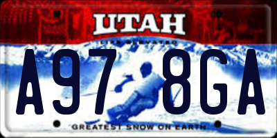 UT license plate A978GA