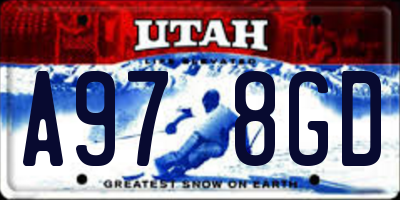 UT license plate A978GD