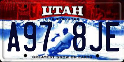 UT license plate A978JE