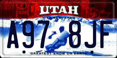 UT license plate A978JF