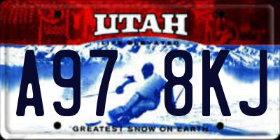 UT license plate A978KJ