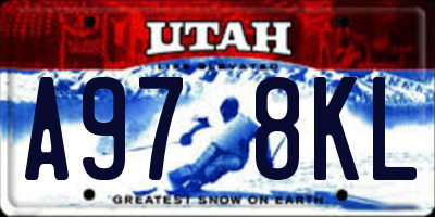 UT license plate A978KL