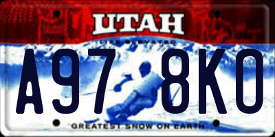 UT license plate A978KO