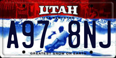 UT license plate A978NJ