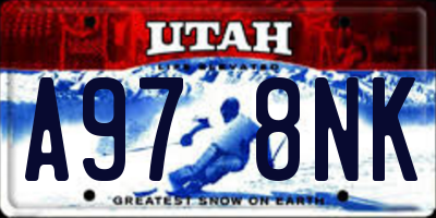 UT license plate A978NK