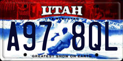 UT license plate A978QL