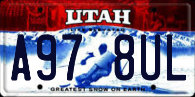 UT license plate A978UL