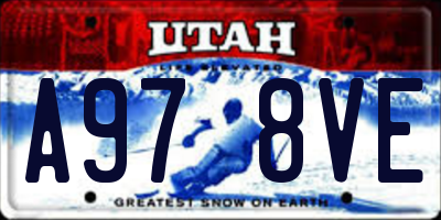 UT license plate A978VE