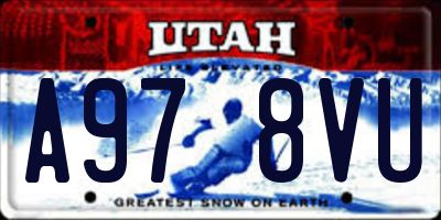 UT license plate A978VU
