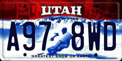 UT license plate A978WD