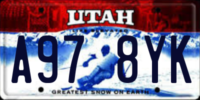 UT license plate A978YK