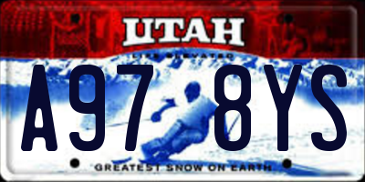 UT license plate A978YS