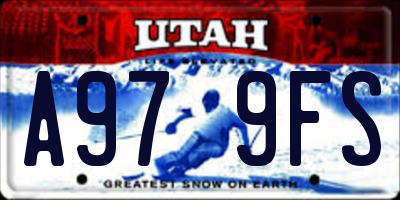 UT license plate A979FS