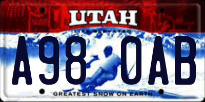 UT license plate A980AB