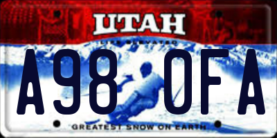 UT license plate A980FA