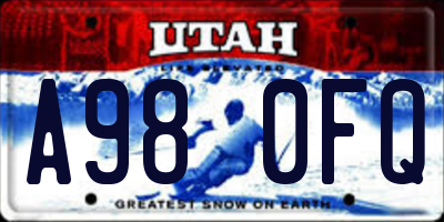 UT license plate A980FQ