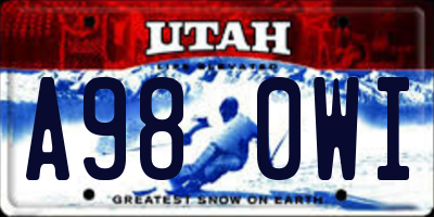 UT license plate A980WI