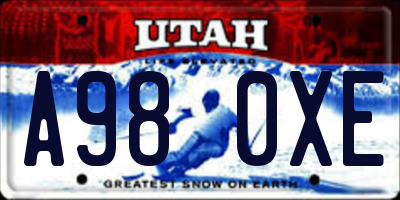 UT license plate A980XE