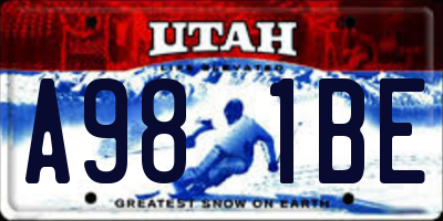 UT license plate A981BE