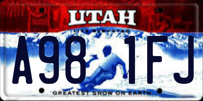 UT license plate A981FJ