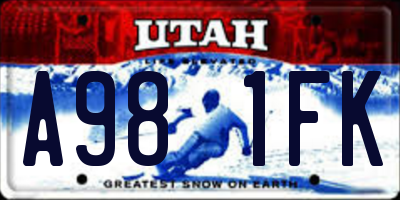 UT license plate A981FK