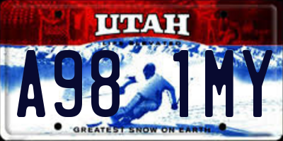 UT license plate A981MY