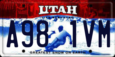 UT license plate A981VM
